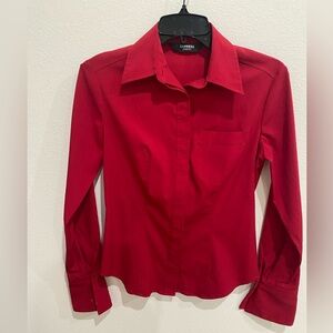 Express Women’s Red Stretch Long Sleeve Preppy Blouse, Small, EUC